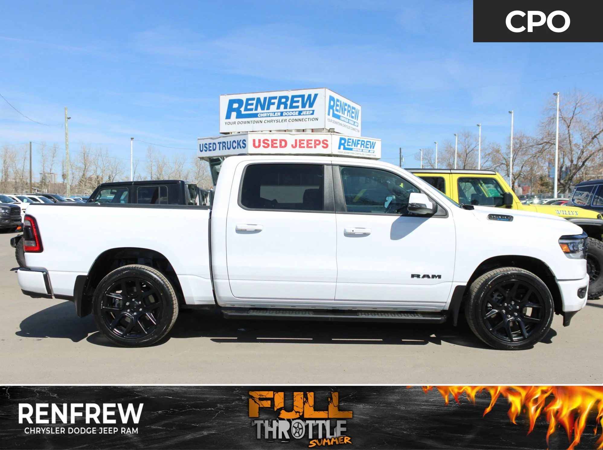 Certified Used 2023 White RAM Sport * No Accidents | HEMI V8 | Heated Seats | Night Edition | Bedliner | Apple CarPlay | 3M PPF image 1