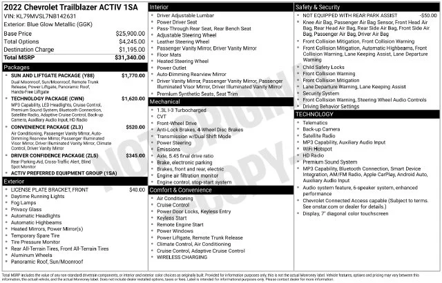 Used 2022 Blue Chevrolet ACTIV image 5