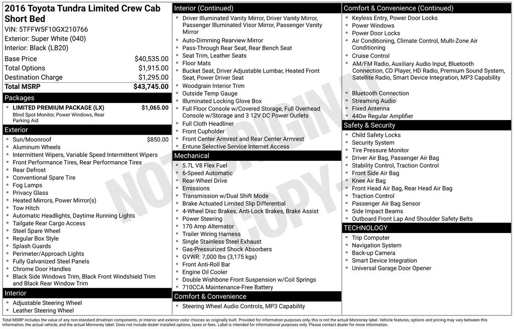 Used 2016 White Toyota Limited image 33