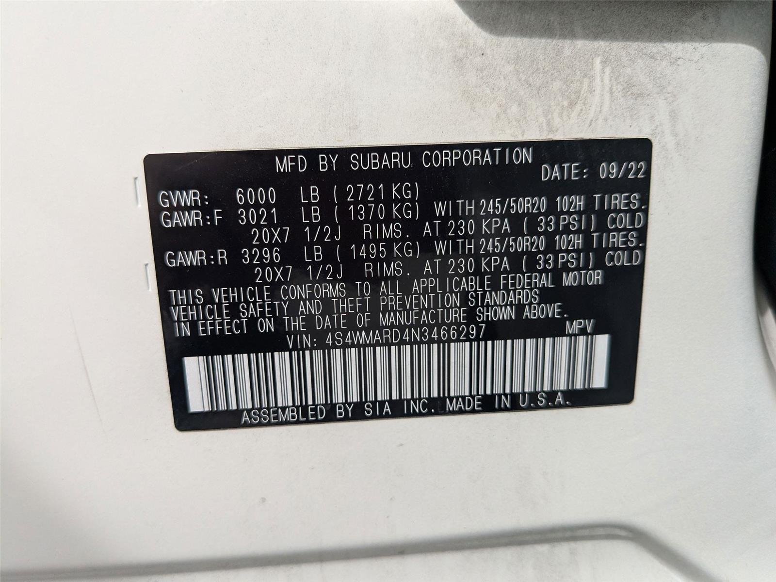 Used 2022 Crystal White Pearl Subaru Touring image 41