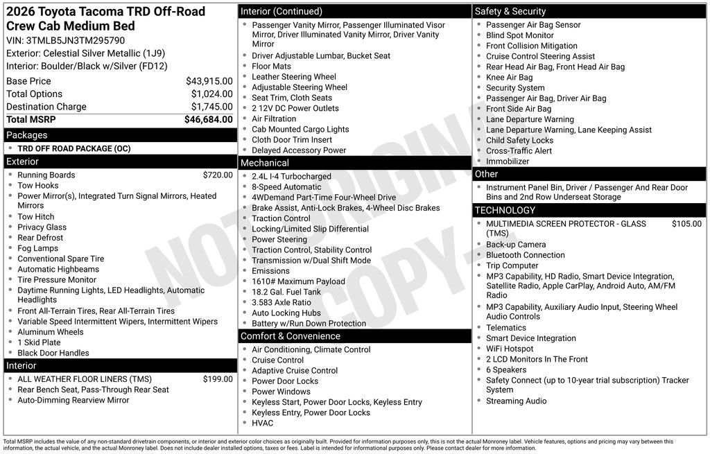 New 2026 Celestial Silver Metallic Toyota  TRD Off-Road image 22