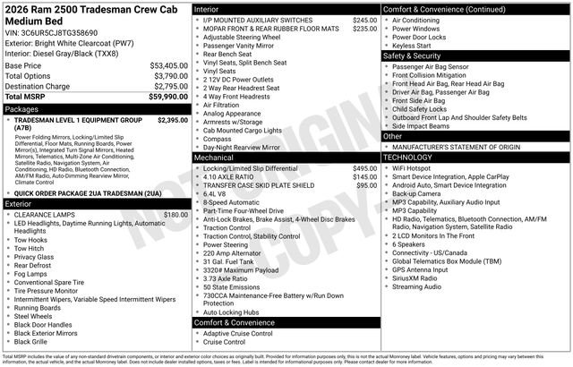 New 2026 Bright White Clearcoat RAM Tradesman image 7