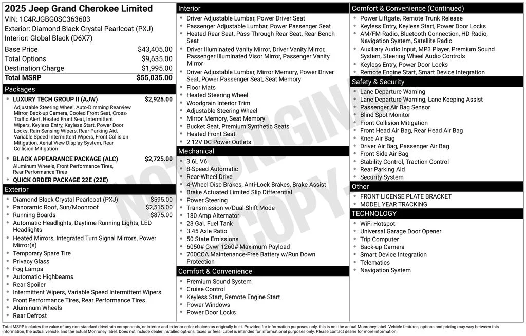 New 2025 Diamond Black Crystal Pearl-Coat Exterior Paint Jeep Limited image 6