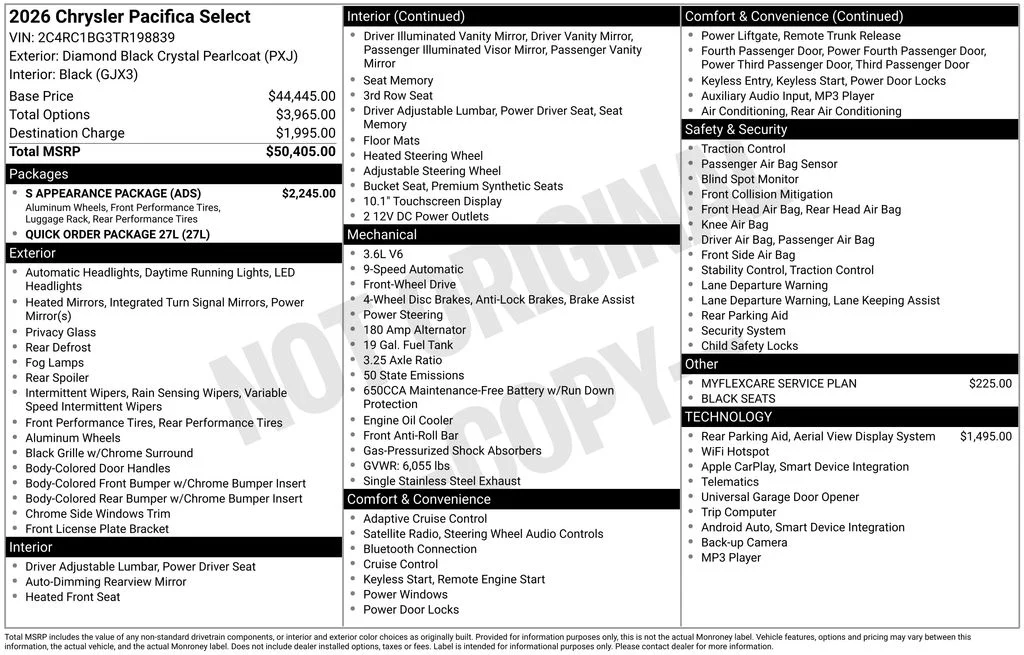 New 2026 Diamond Black Crystal Pearl-Coat Exterior Paint Chrysler Select image 6