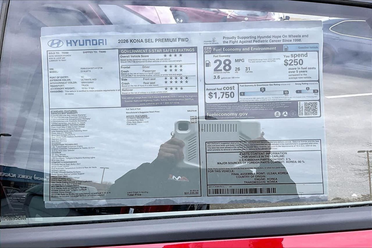 New 2026 Ultimate Red Metallic Hyundai SEL Premium image 22