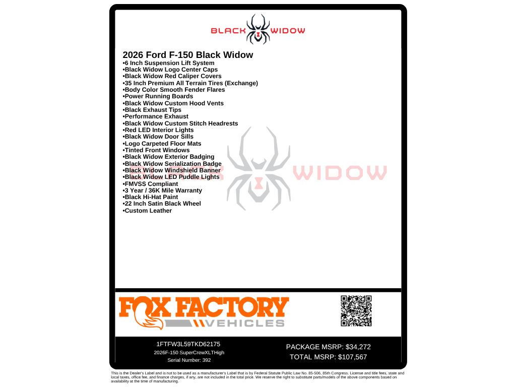New 2026 White Ford XLT Black Widow Lifted Truck image 42