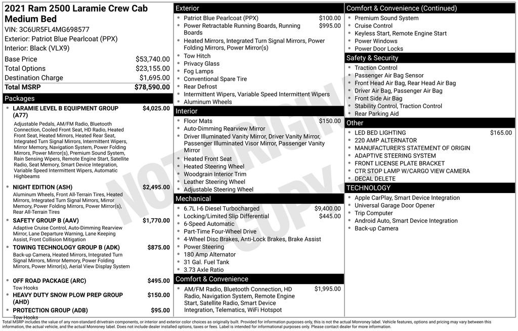 2021 RAM 2500 Laramie 4X4 Crew Cab SWB's photo