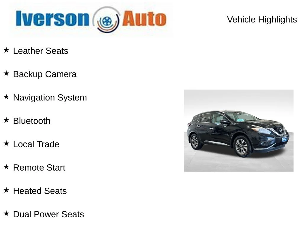 Used 2015 Nissan Murano SL with VIN 5N1AZ2MH4FN250757 for sale in Huron, SD