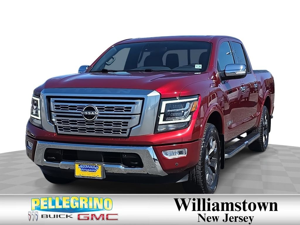Red 2023 Nissan Titan Platinum Reserve Crew Cab 4WD Pickup Truck Four-Wheel Drive