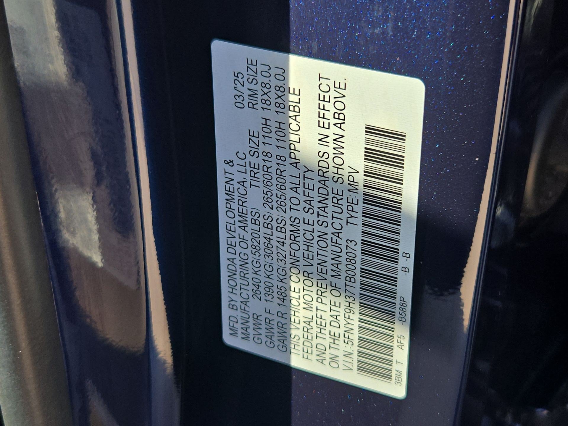Certified Used 2026 Obsidian Blue Pearl Honda RTL image 33
