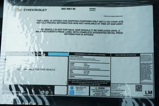 New 2027 Mosaic Black Metallic Chevrolet RS image 25