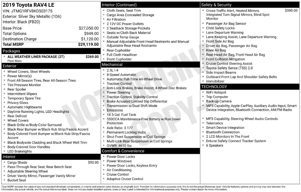 Certified Used 2019 Silver Toyota LE image 13