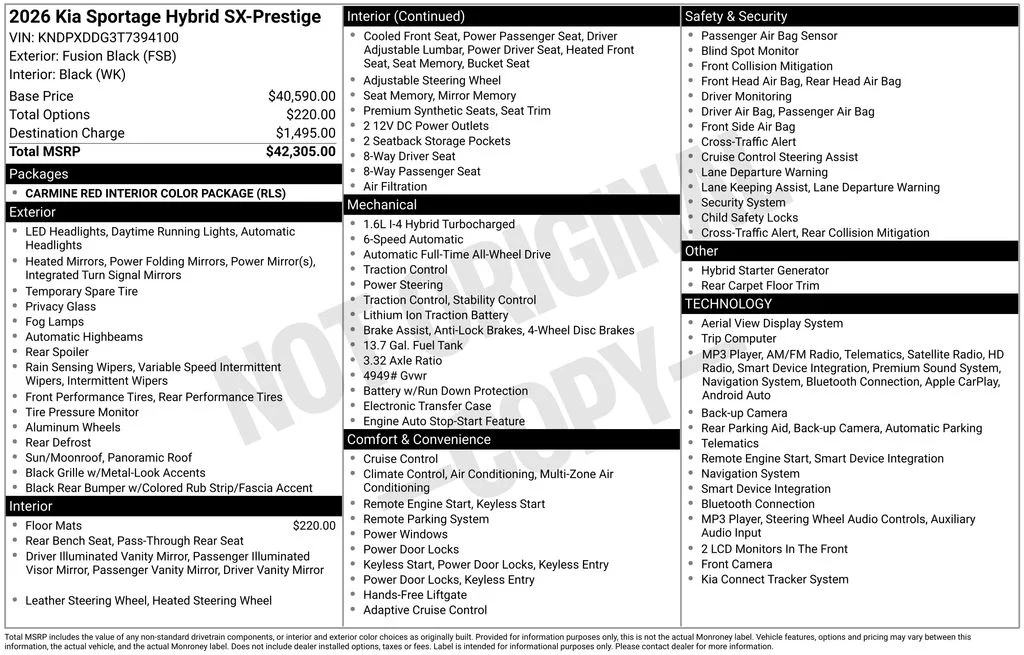 New 2026 Black Kia SX-Prestige image 2