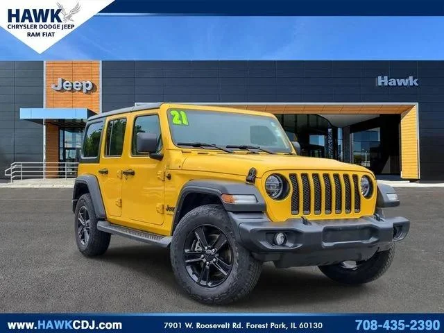 Used 2021 Yellow Jeep Sport Altitude image 1