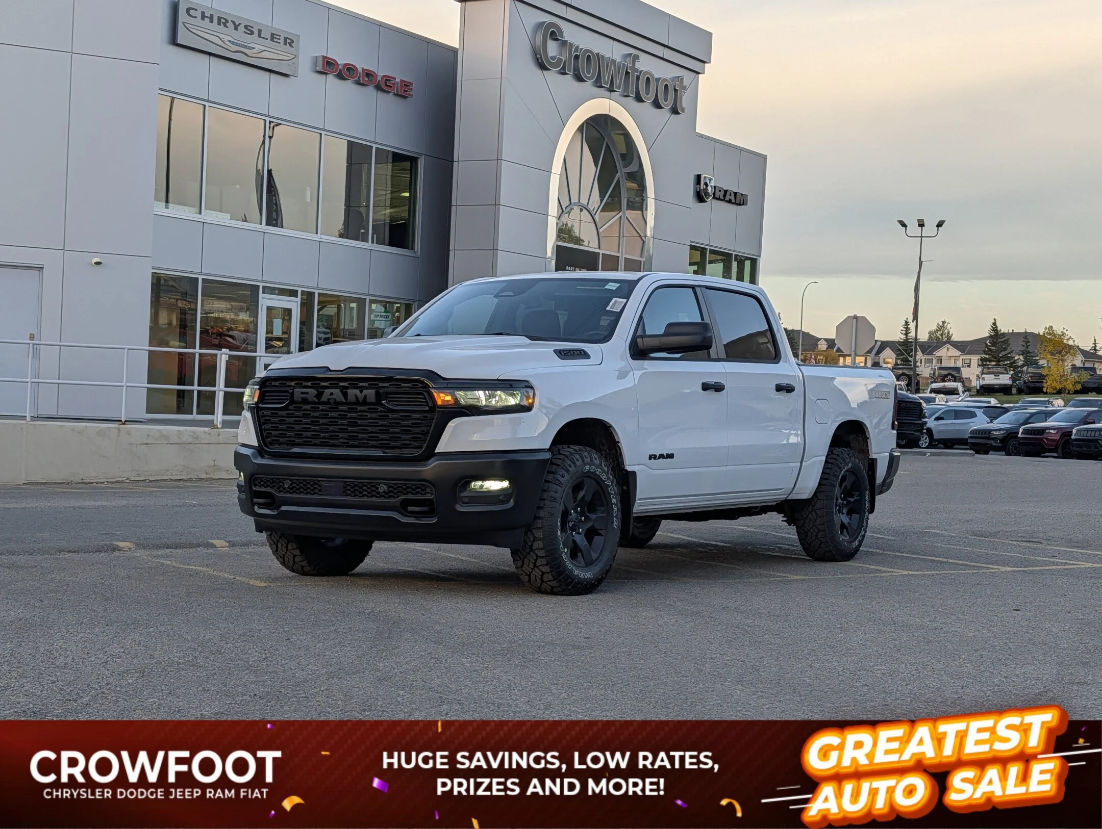 New 2026 White RAM Warlock - - E-Locker Axle - 18 Black Wheels - Skid Plates - Trailer Brake Control & More! image 1