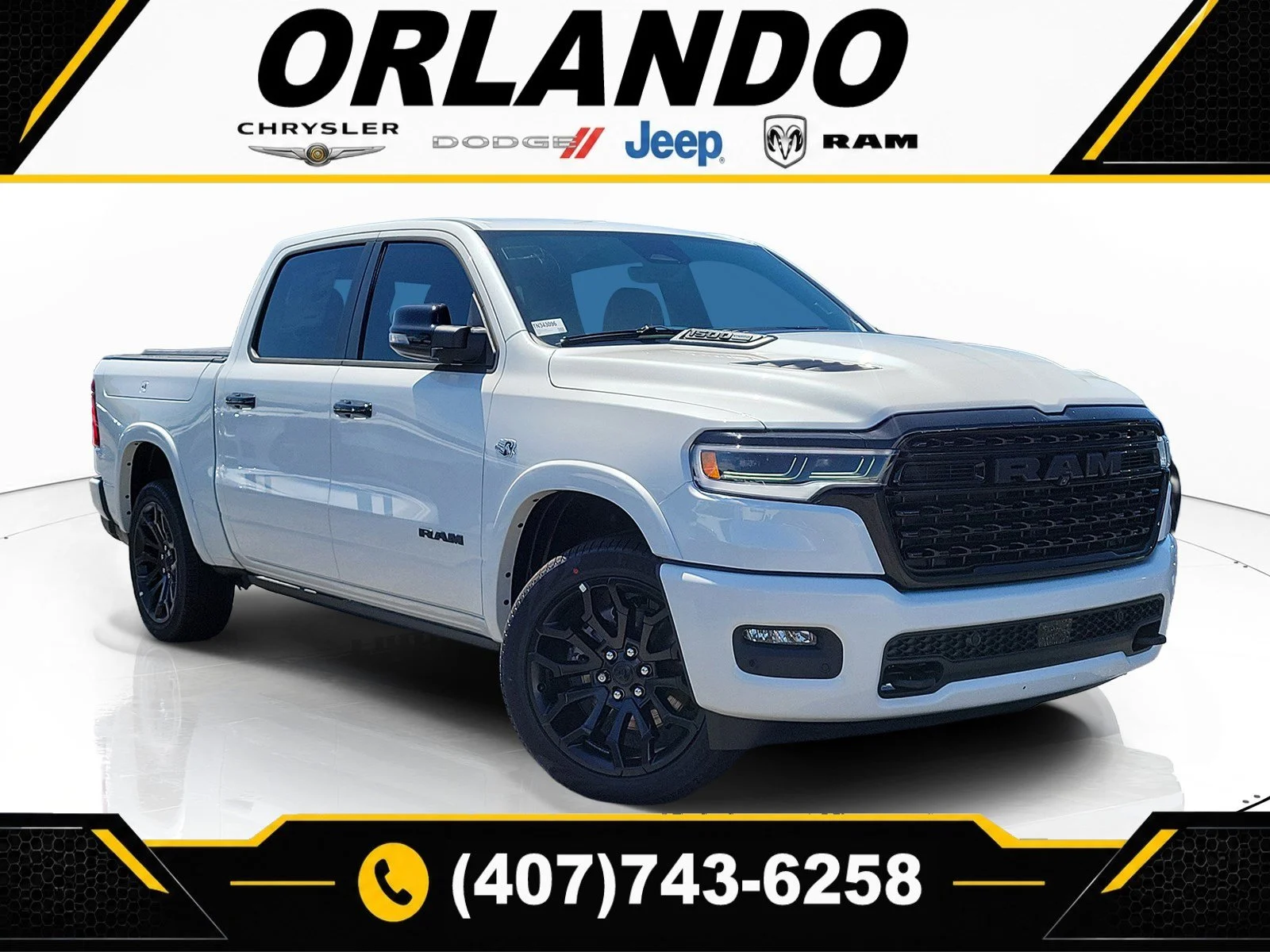 New 2026 Ivory White Tri-Coat Pearlcoat RAM Limited image 1