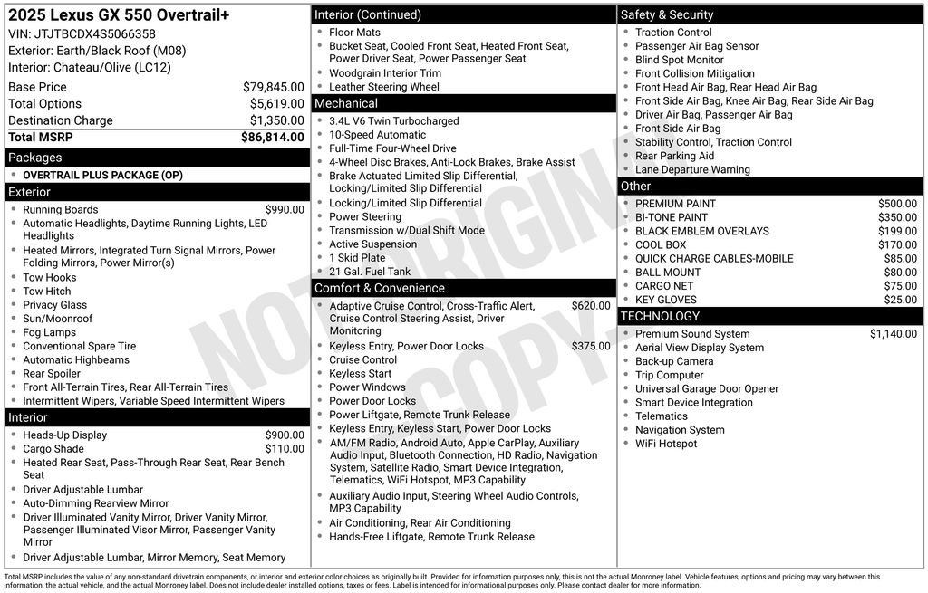 Used 2025 Black Lexus 550 Overtrail+ image 42