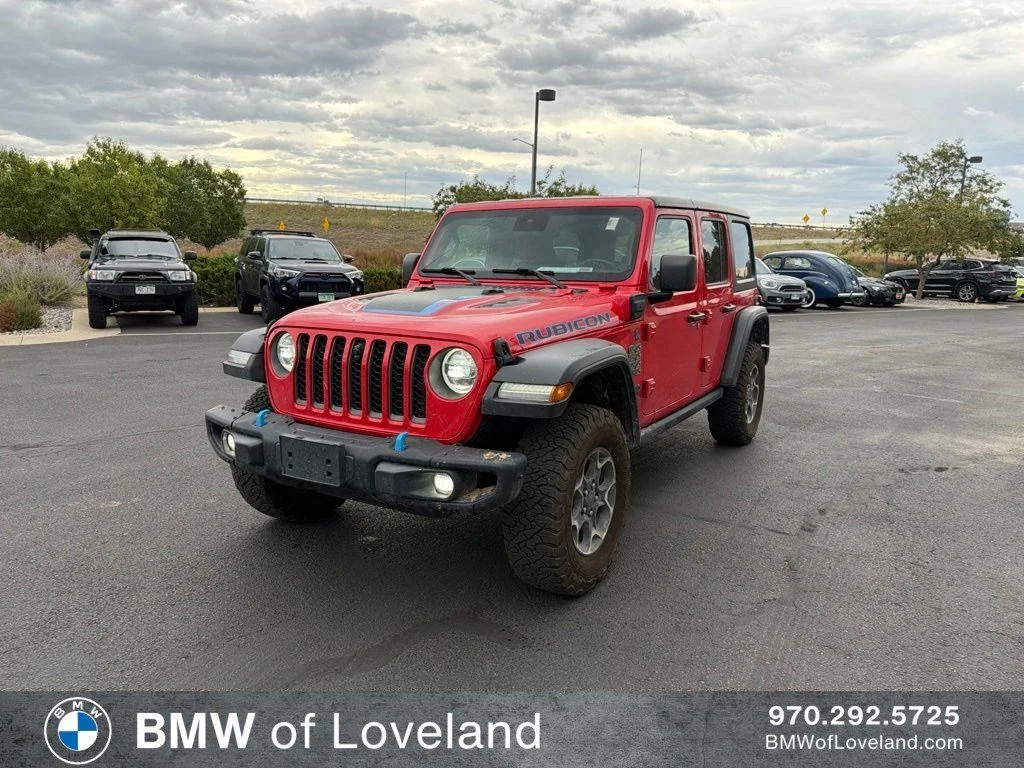 Used 2021 Red Clearcoat Jeep Unlimited Rubicon 4xe image 1
