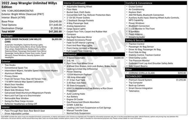 Used 2022 Bright White Clearcoat Jeep Unlimited Willys image 21