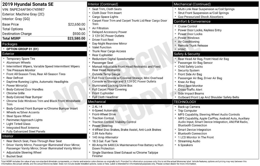 Used 2019 Machine Gray Hyundai SE image 3