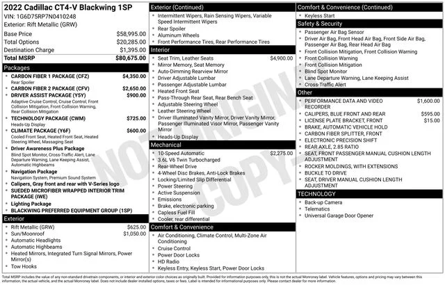 Used 2022 White Cadillac V-Series image 7