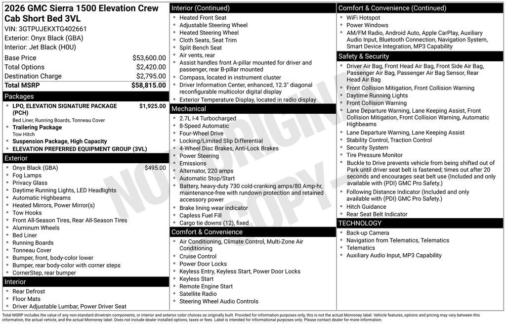 New 2026 Onyx Black GMC Elevation image 28