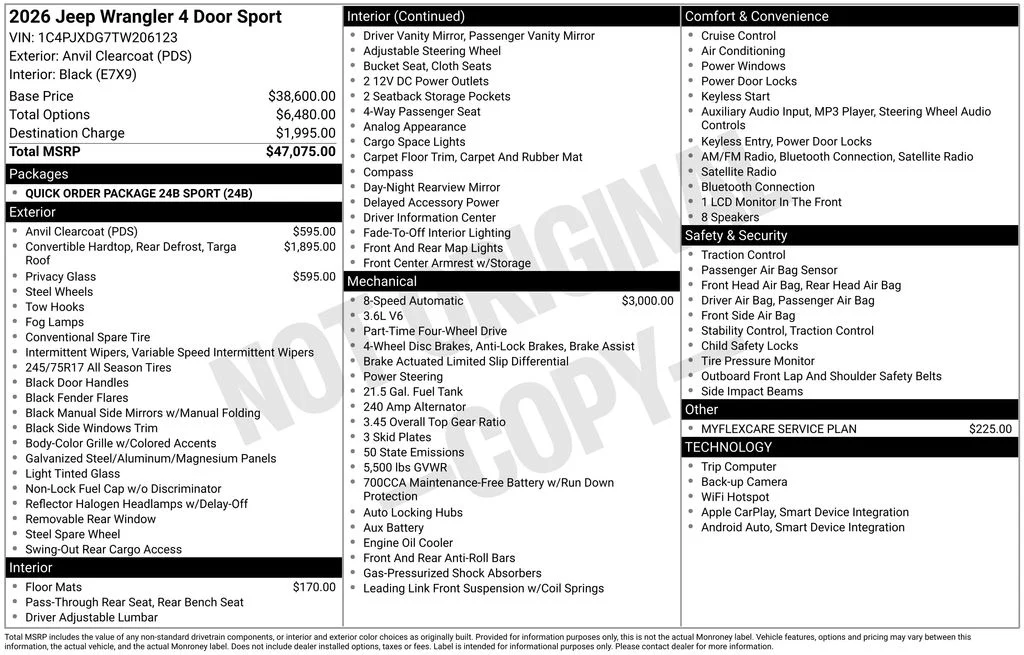New 2026 Anvil Clearcoat Jeep Sport image 9