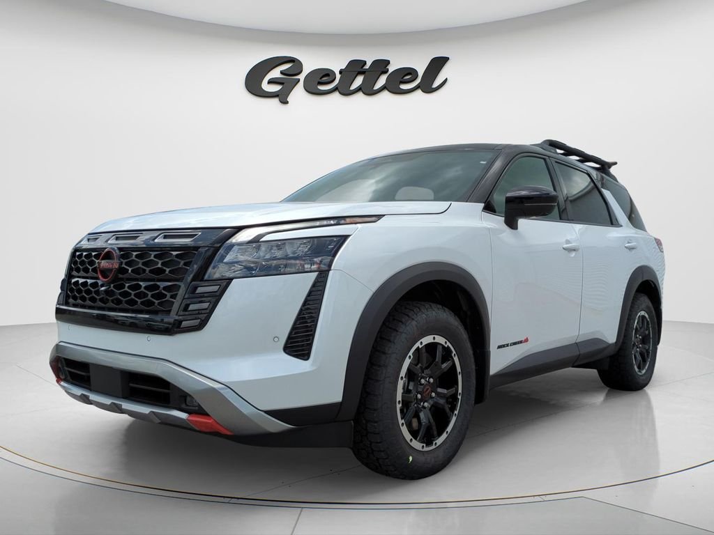 Everest White Pearl Tricoat/Super Black 2026 Nissan Pathfinder Rock Creek 4WD SUV / Crossover All-Wheel Drive 9-Speed Automatic