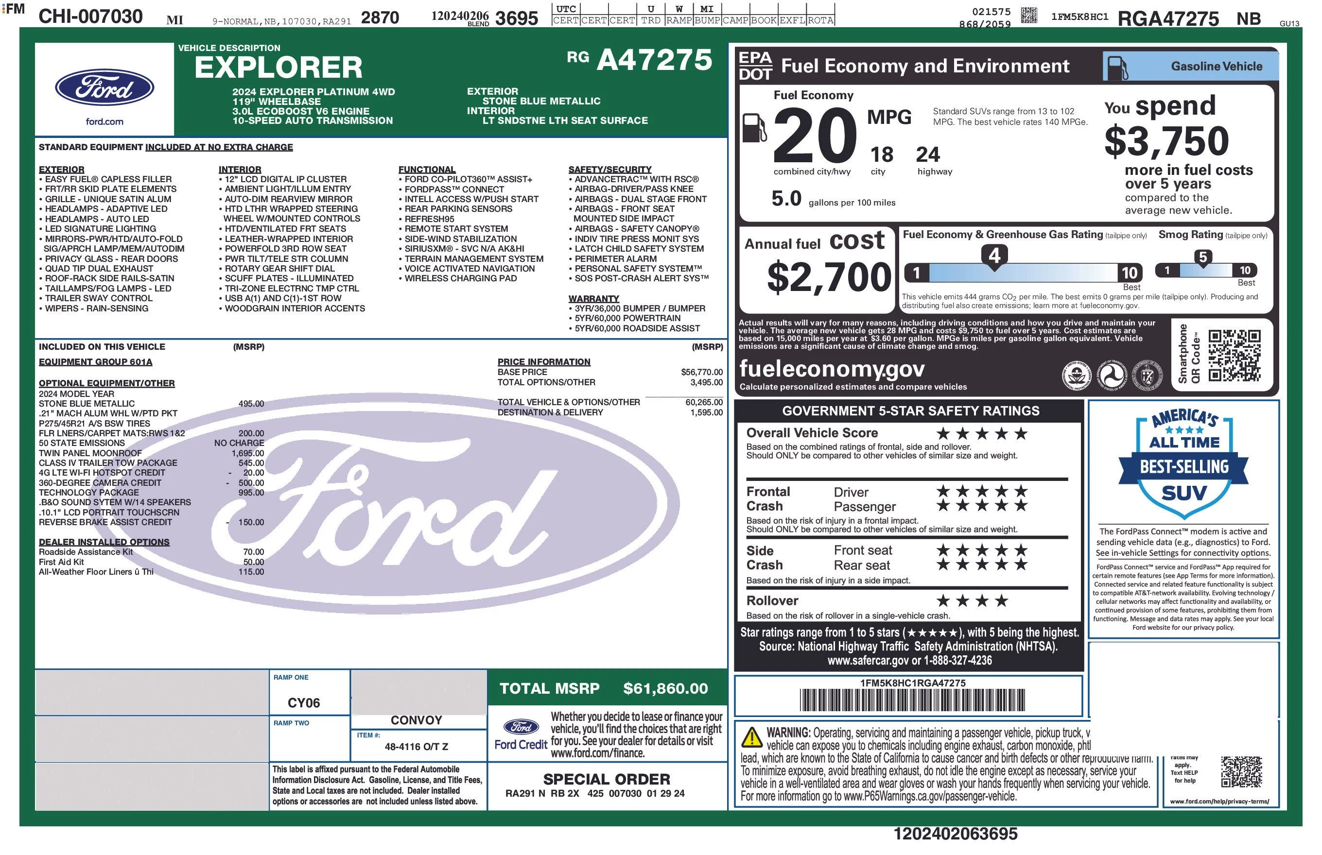 Used 2024 Blue Metallic Ford Platinum image 46