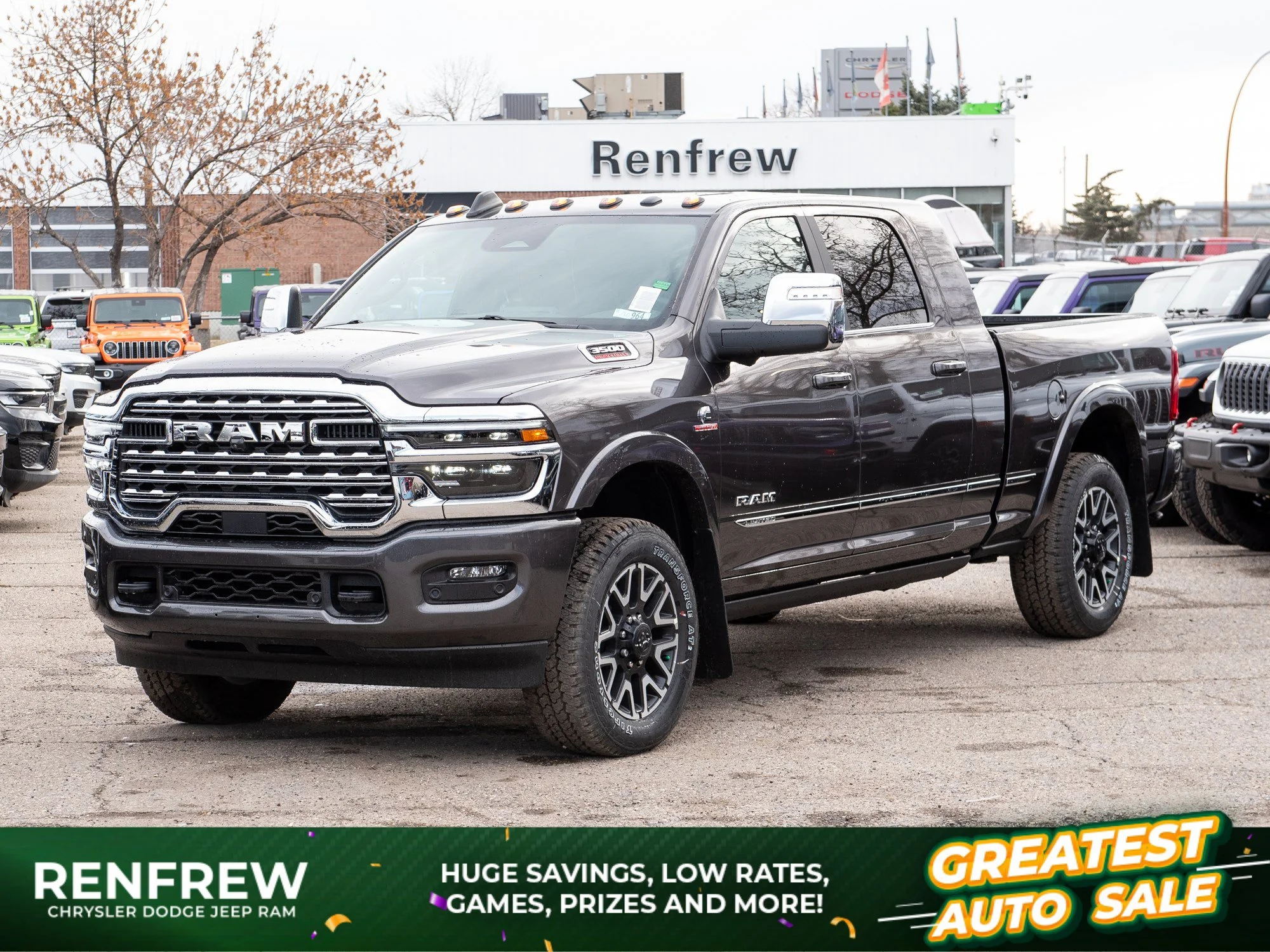 New 2026 Grey RAM Limited* Mega Cab 4x4, Sunroof, Level 1 Equip Group, Pwr Running Boards image 1