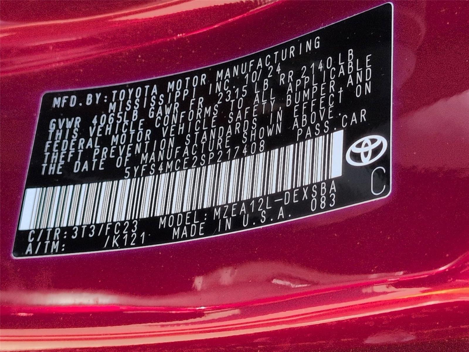 Used 2025 Ruby Flare Pearl Toyota SE image 40