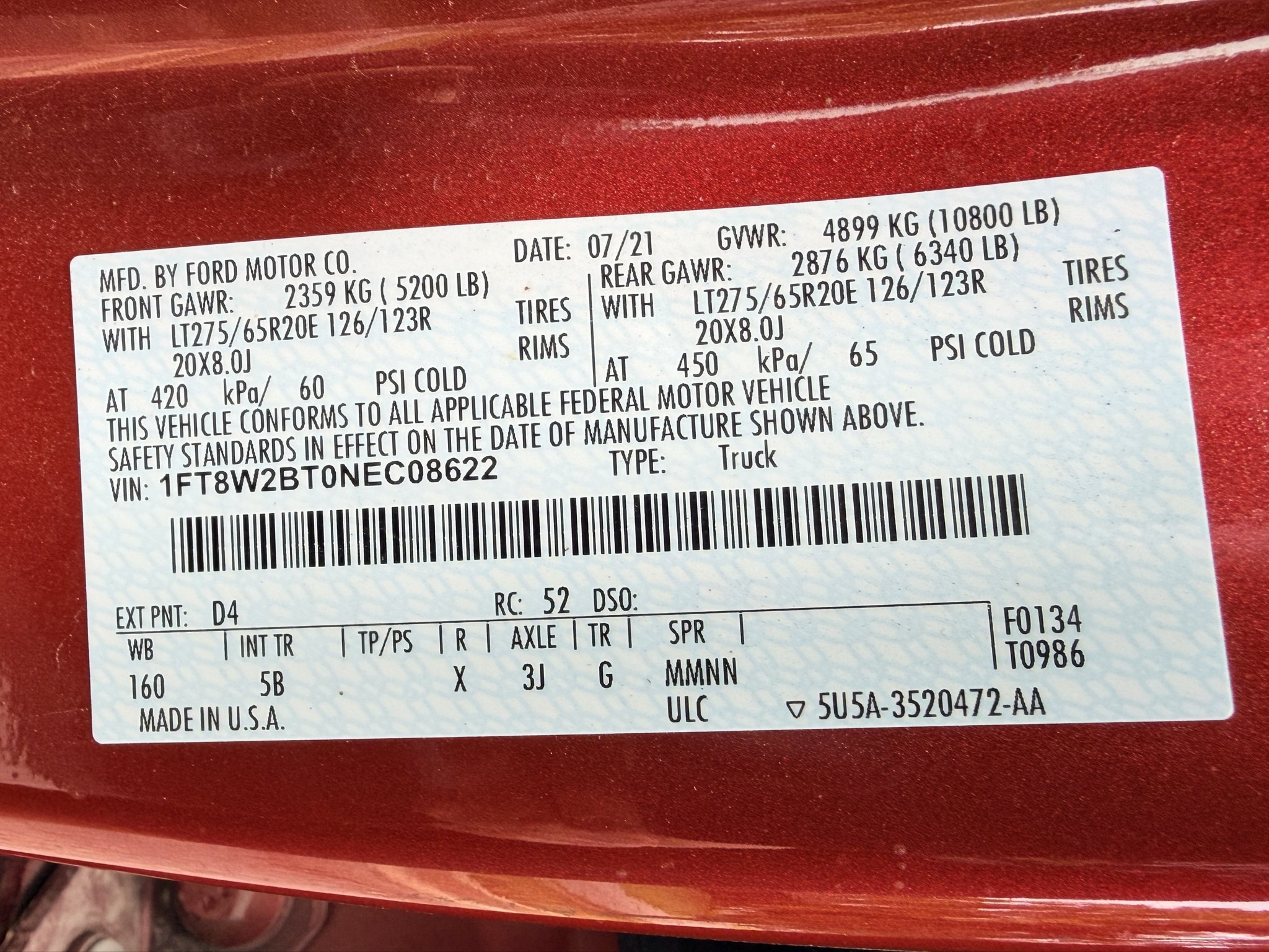 Used 2022 Rapid Red Metallic Tinted Clearcoat Ford LARIAT image 23