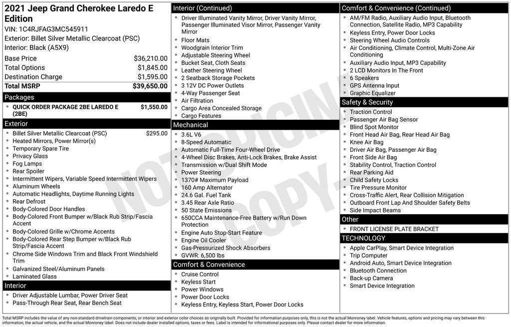 Used 2021 Billet Silver Metallic Jeep Laredo E image 6