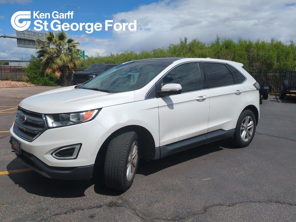 Used 2015 White Platinum Clearcoat Metallic Ford SEL image 1