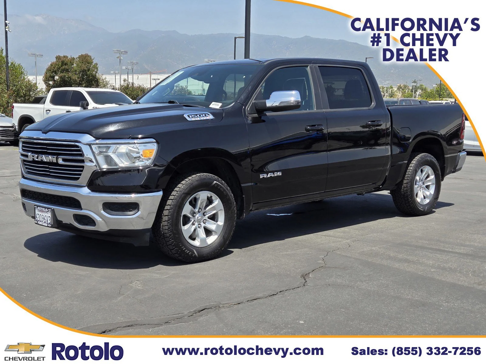 Used 2024 Diamond Black Crystal Pearlcoat Ram Laramie image 3