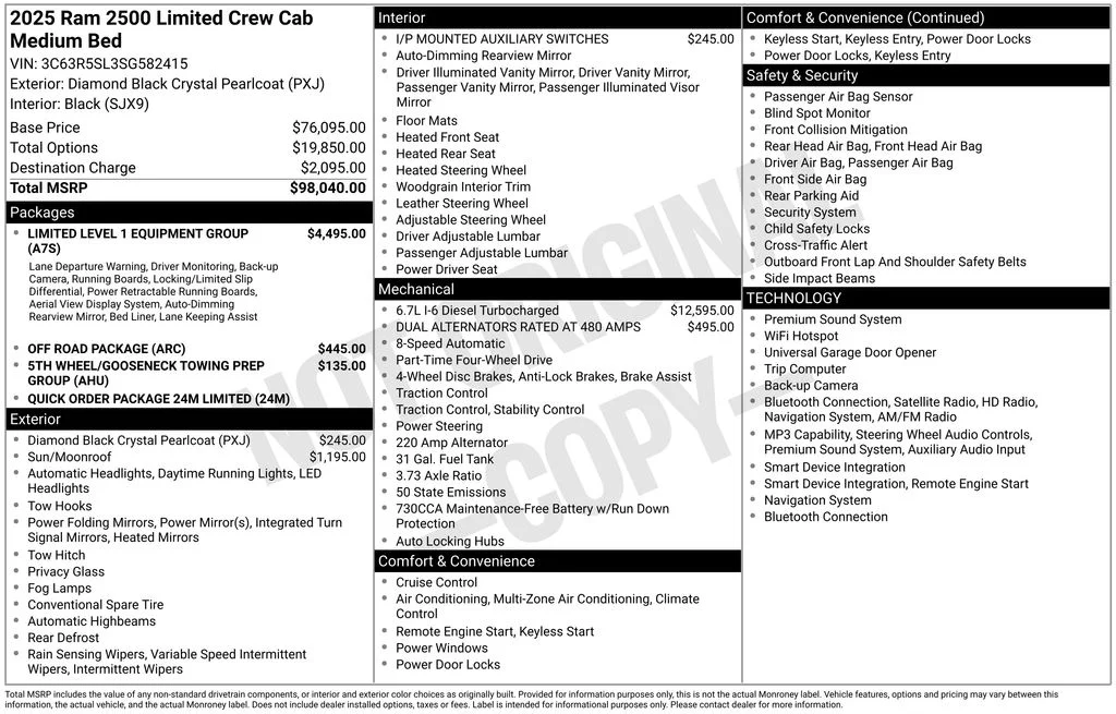 New 2025 Diamond Black Crystal Pearl-Coat Exterior Paint RAM Limited image 4
