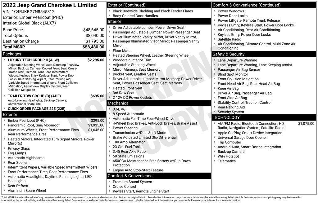 Used 2022 Jeep Grand Cherokee L Limited with VIN 1C4RJKBG7N8545812 for sale in Elk River, Minnesota