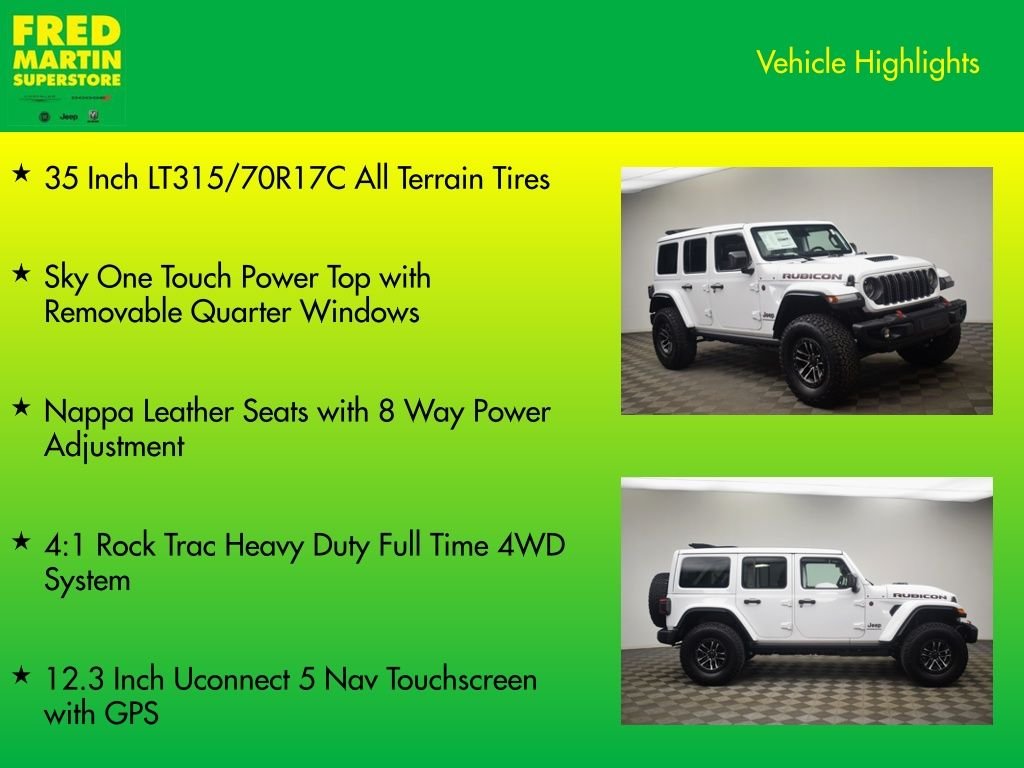 New 2026 Bright White Clear-Coat Exterior Paint Jeep Rubicon X image 8