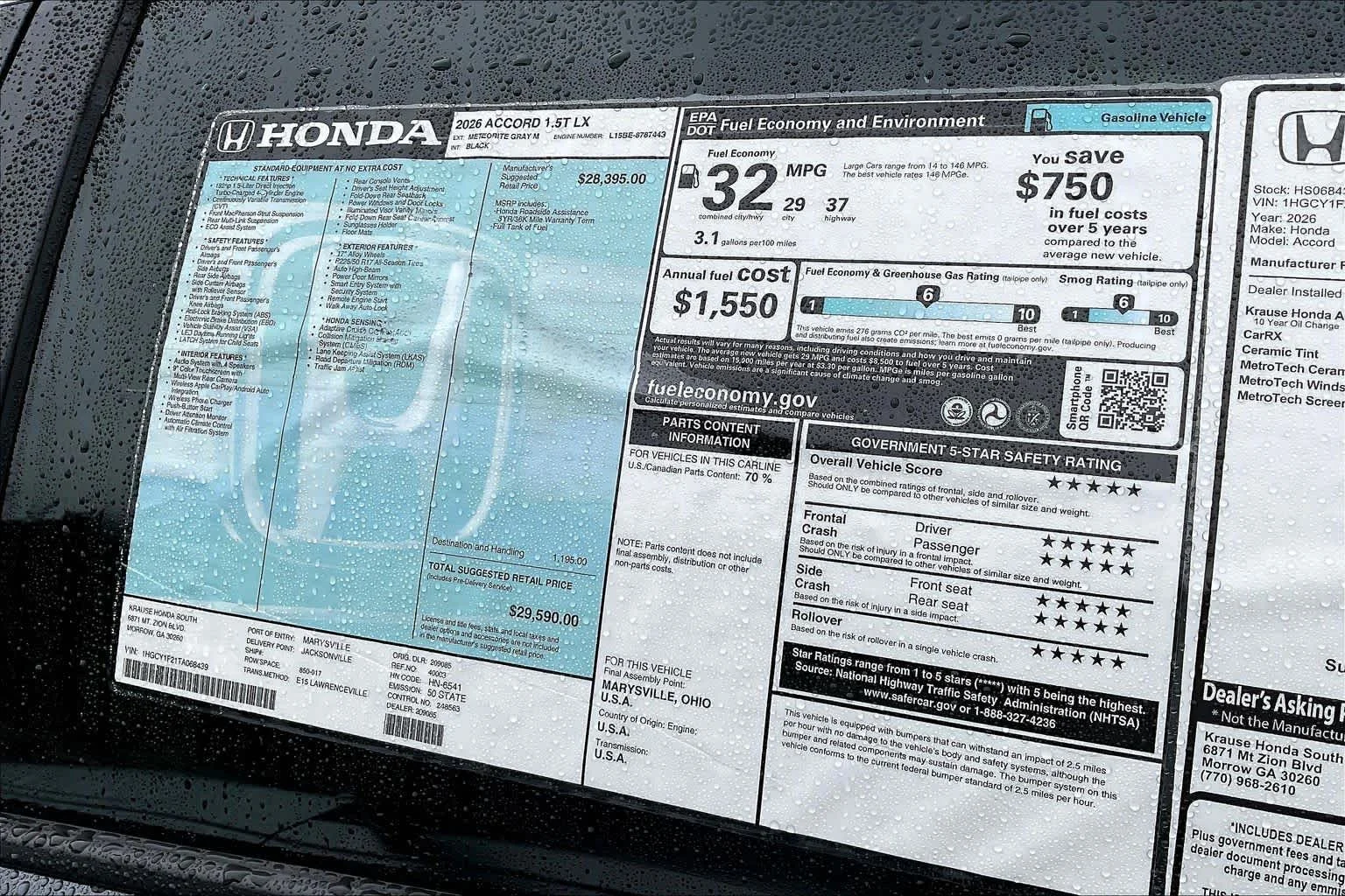 New 2026 Meteorite Gray Metallic Honda LX image 20