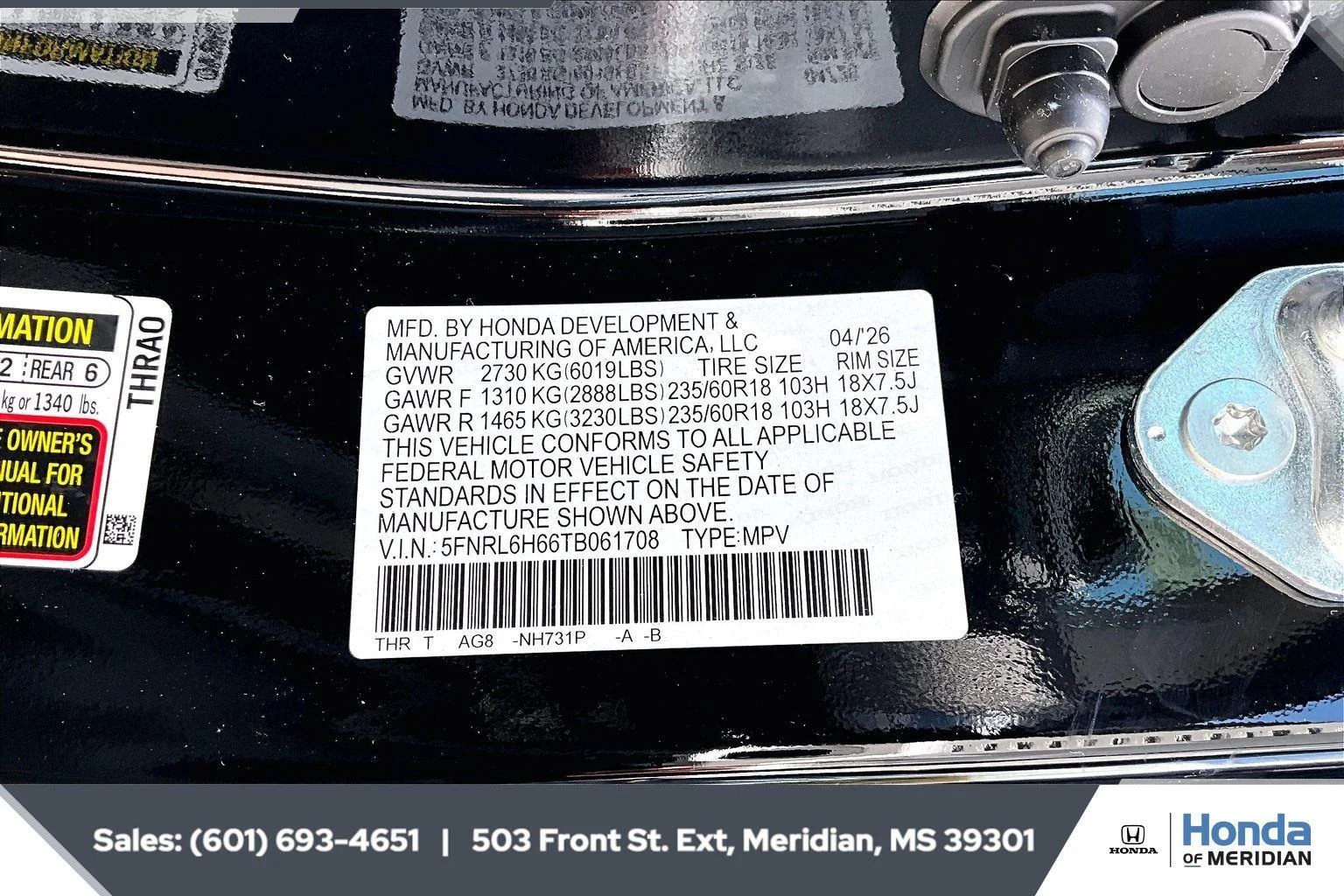 New 2026 Crystal Black Pearl Honda EX-L image 7