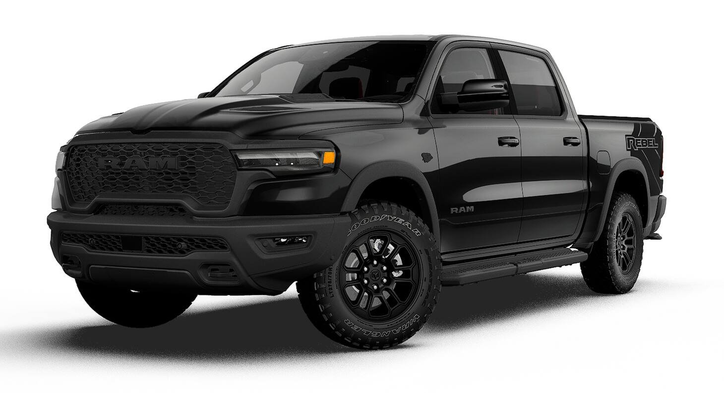 New 2027 Diamond Black Crystal Pearl-Coat Exterior Paint RAM REBEL image 1