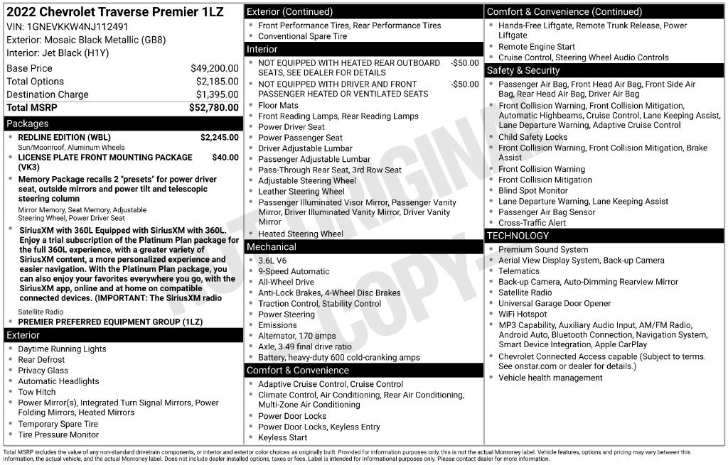 Used 2022 Black Chevrolet Premier image 2