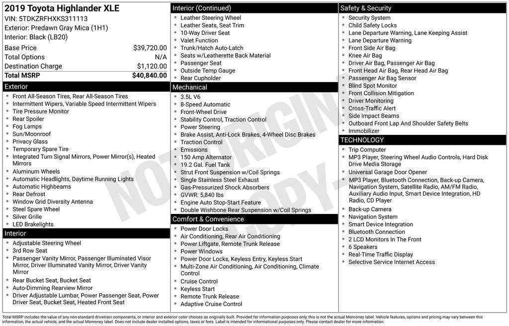 Used 2019 Gray Toyota XLE image 4