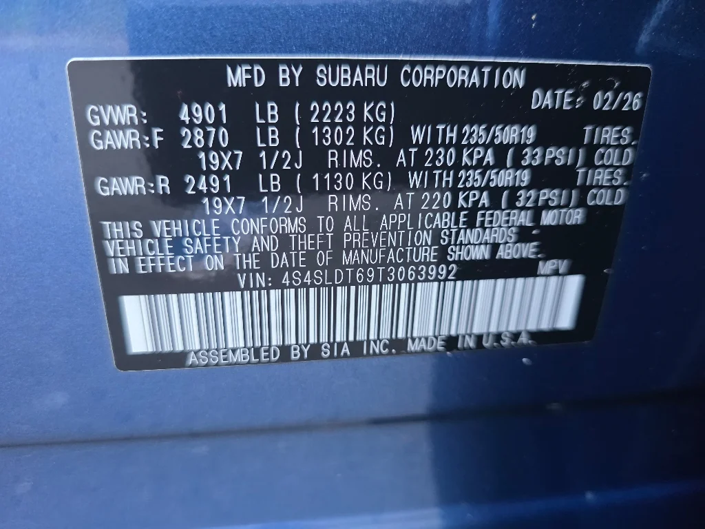 Certified Used 2026 Daybreak Blue Pearl Subaru Touring image 37