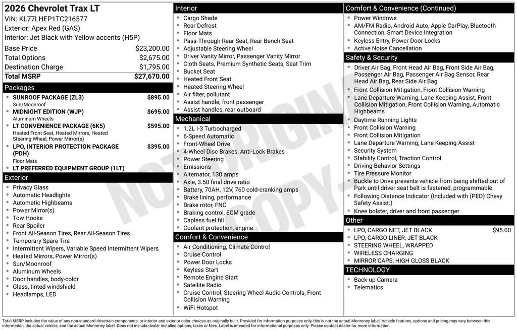 New 2026 Apex Red Chevrolet LT image 5