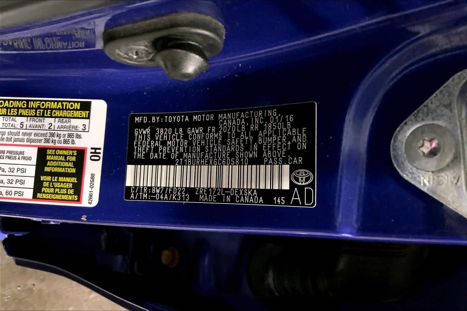 Used 2016 Blue Crush Metallic Toyota S image 37