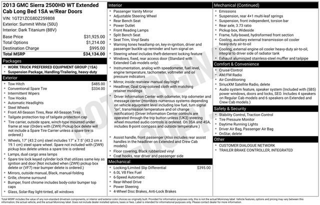 Used 2013 GMC Sierra 2500HD Work Truck with VIN 1GT21ZCG8DZ259808 for sale in Grove City, OH