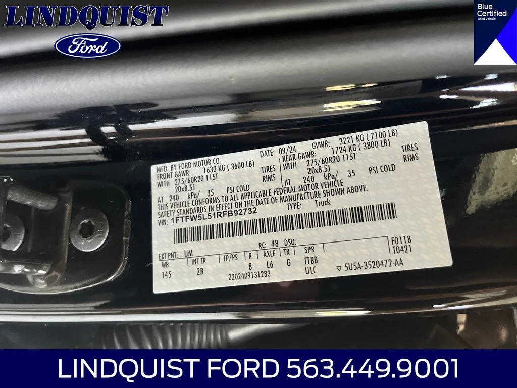 Certified Used 2024 Black Metallic Ford Lariat image 16