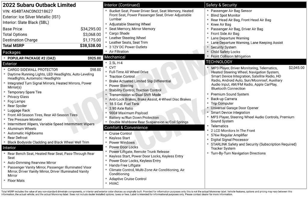 Certified Used 2022 Silver Subaru Limited image 10
