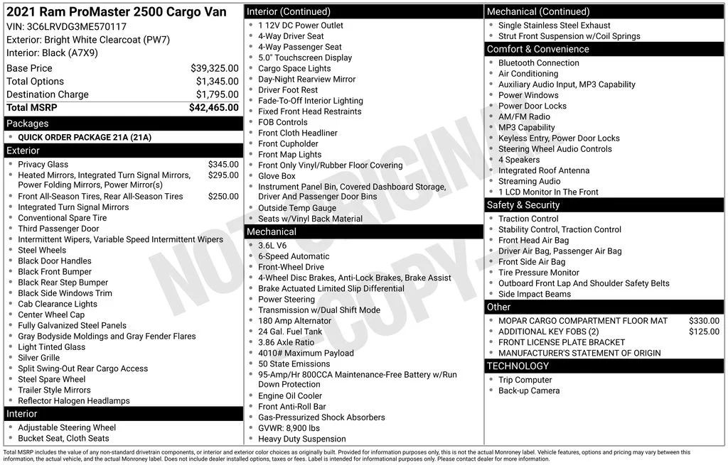Used 2021 White Ram High Roof image 16